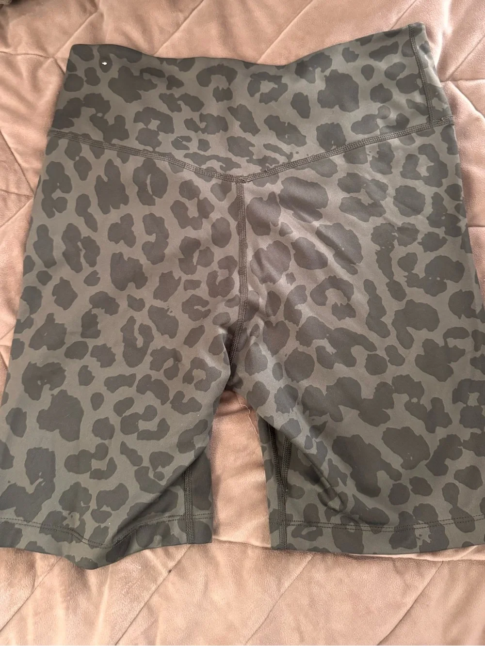 Nike Olive Green Leopard-Print High-Rise Bike Shorts